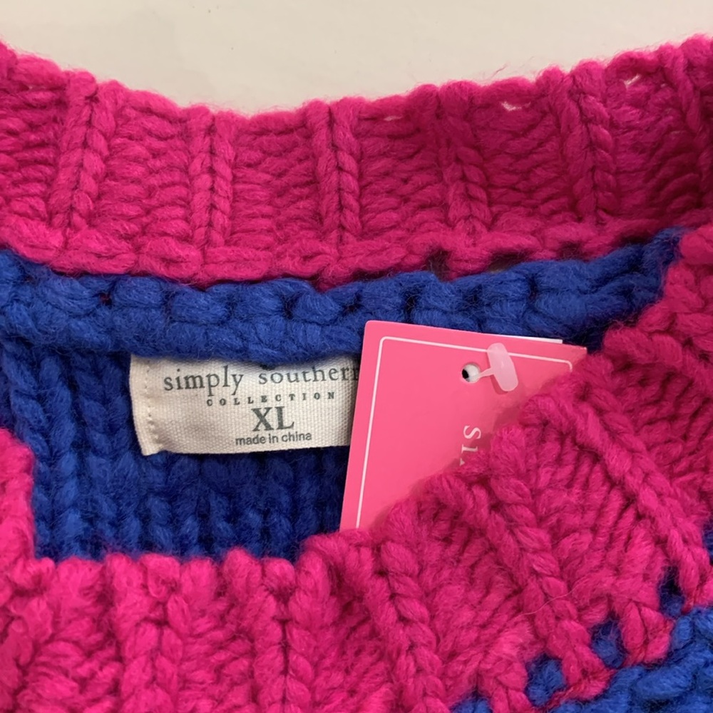 Oversized Cropped Stripe Sweater XL Colorblock Chunky Knit NWT - Picture 7 of 10
